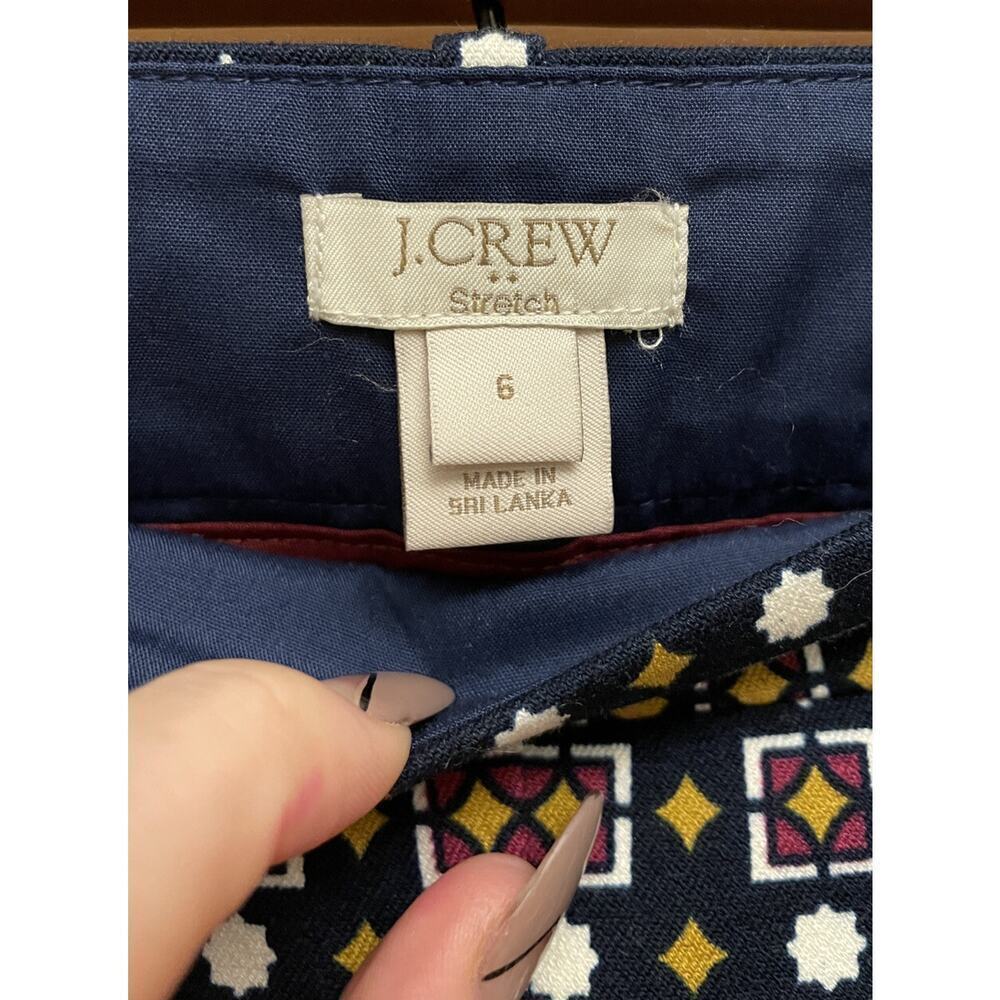 J CREW Pants Womens 6 Stretch Printed Cropped Straight Leg Chino Ladies - Picture 4 of 9